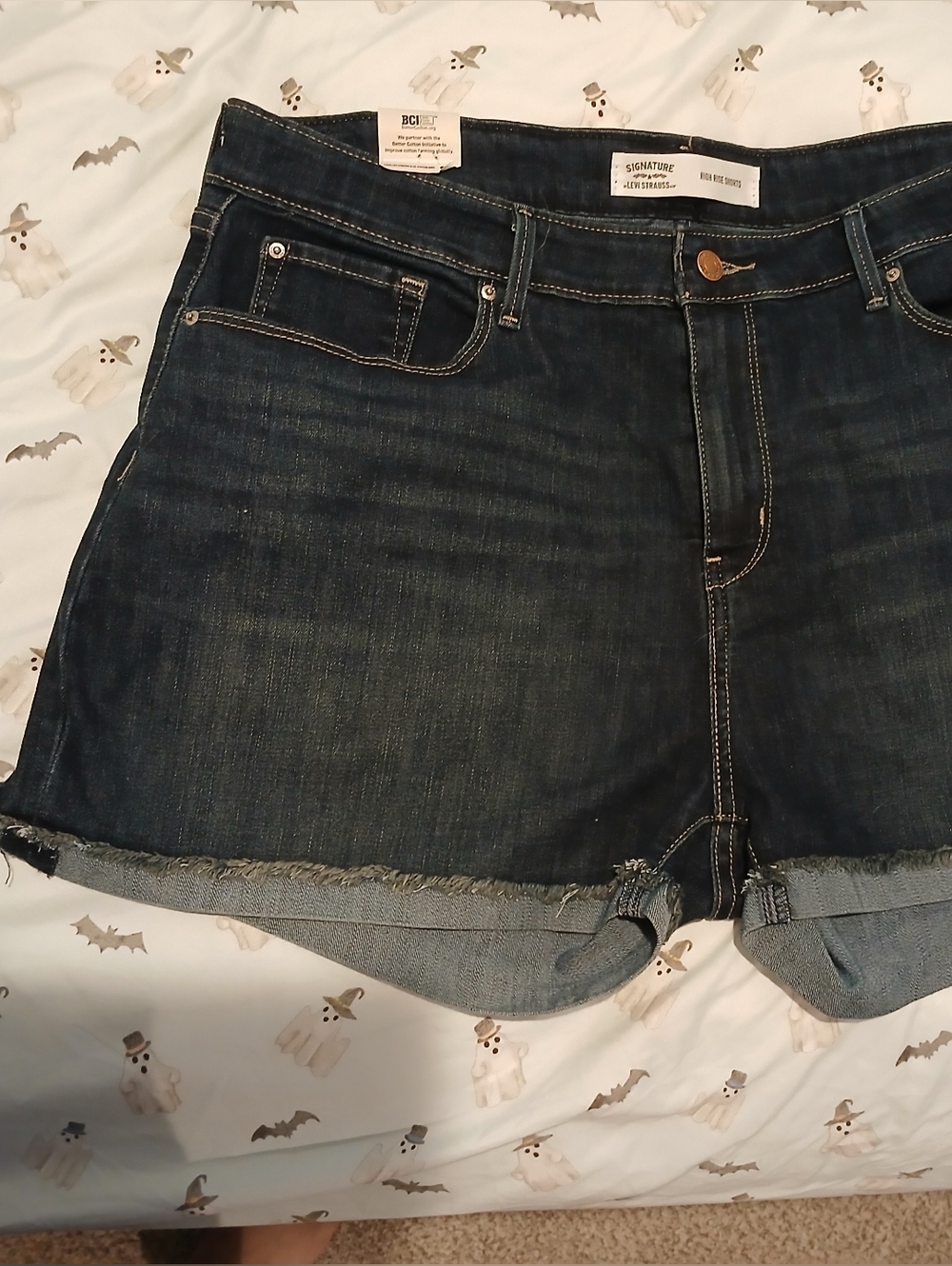 Levi's Signature Dark Blue High-Rise Denim Shorts